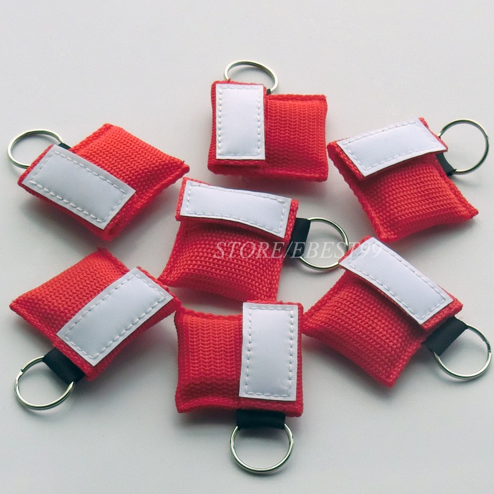 50 X Elysaid First Aid CPR Mask CPR Face Shield 30:2 AED Training Keychain Red