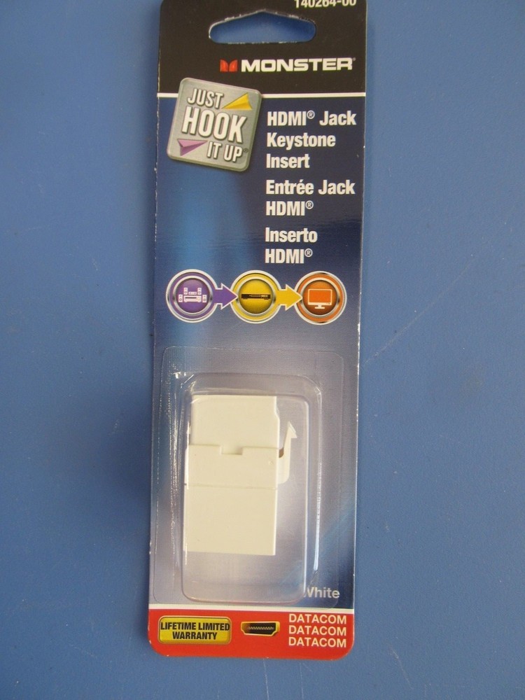 Monster HDMI Jack Keystone Insert #140264-00  White   NEW