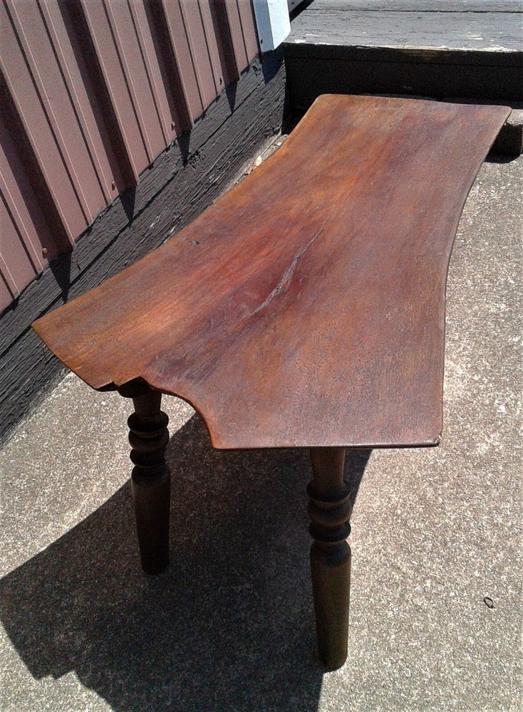 Antique Primitive Solid Walnut Plank Bench Live Edge 1900s Era
