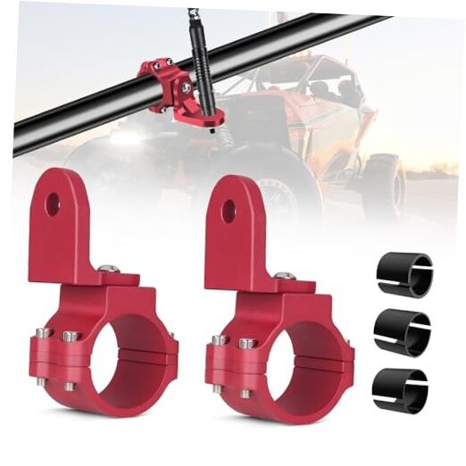 UTV Whip Light Mounting Bracket 1.5"- 2" CNC Aluminum Light Bar Mounting Red