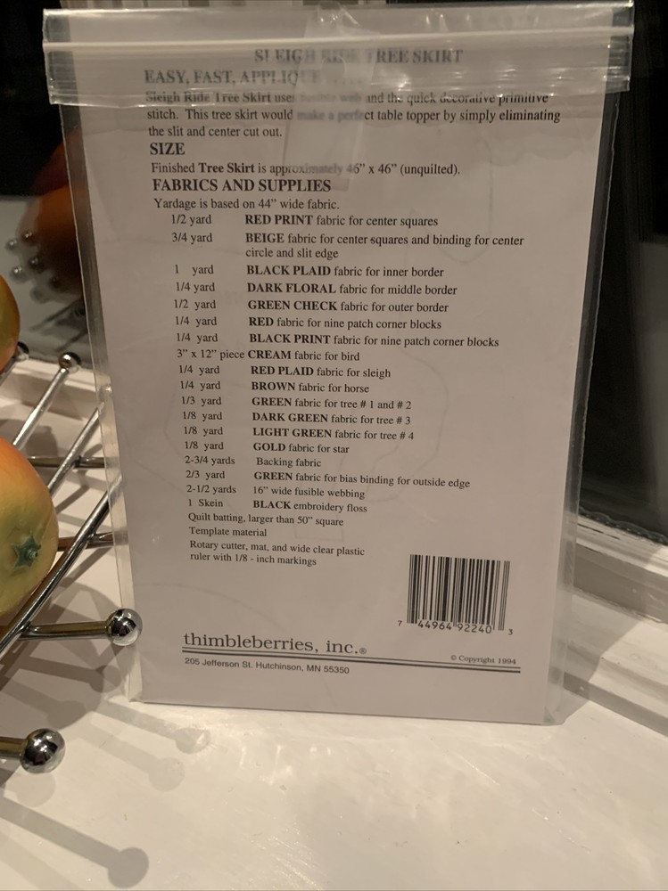 Sleigh Ride Tree Skirt By Thimbleberries Applique Pattern