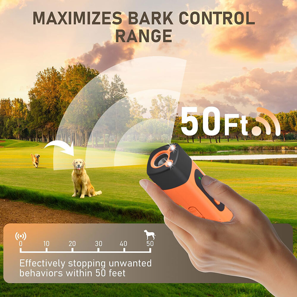 Handheld Ultrasonic Dog Training Anti-Barking Deterrent Silencer Flashlight 50Ft