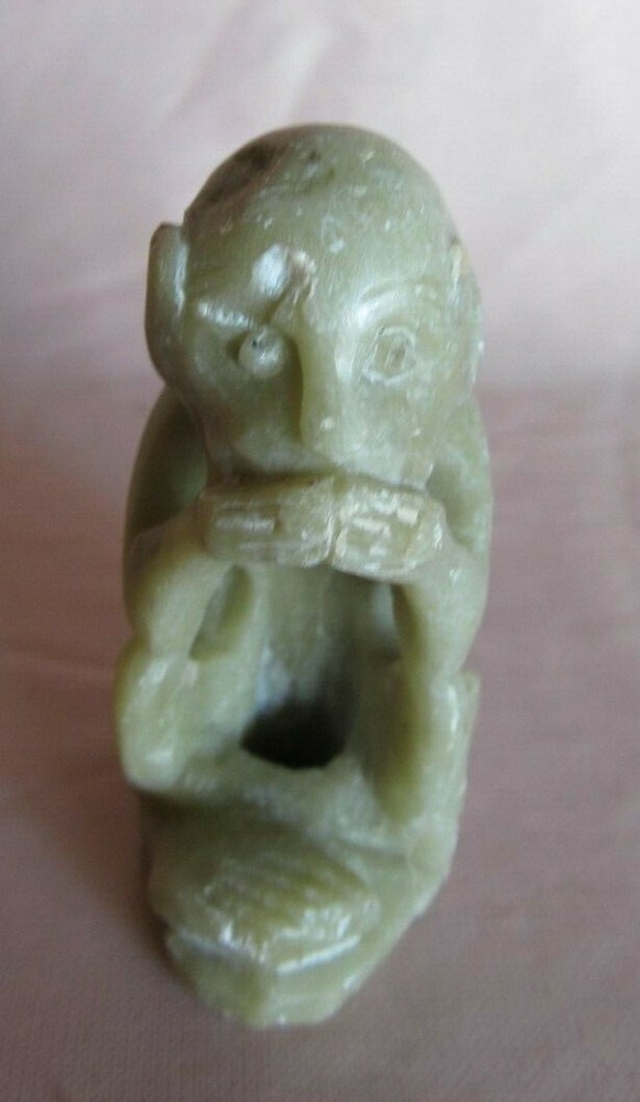 Small Monkey Statuette In Hard Stone Lard Stone