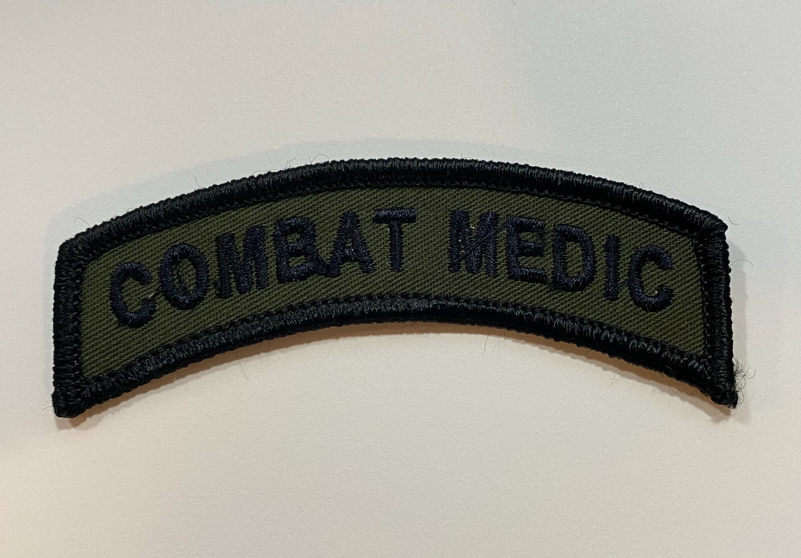 Combat Medic Embroidered Tab / Army Medic Navy Corpsman Hook & Loop BACKED - OD