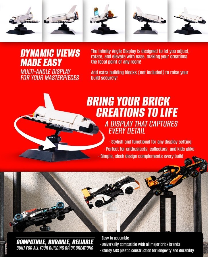 Infinity Angle Display Building Block Display Stand Compatible with Lego 2-PACK