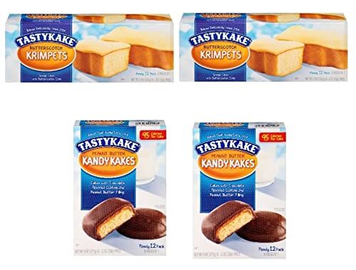 Tastykake Snack Cakes Bundle Pack | 4 Boxes | 2-Butterscotch Krimpets, 2-Peanut