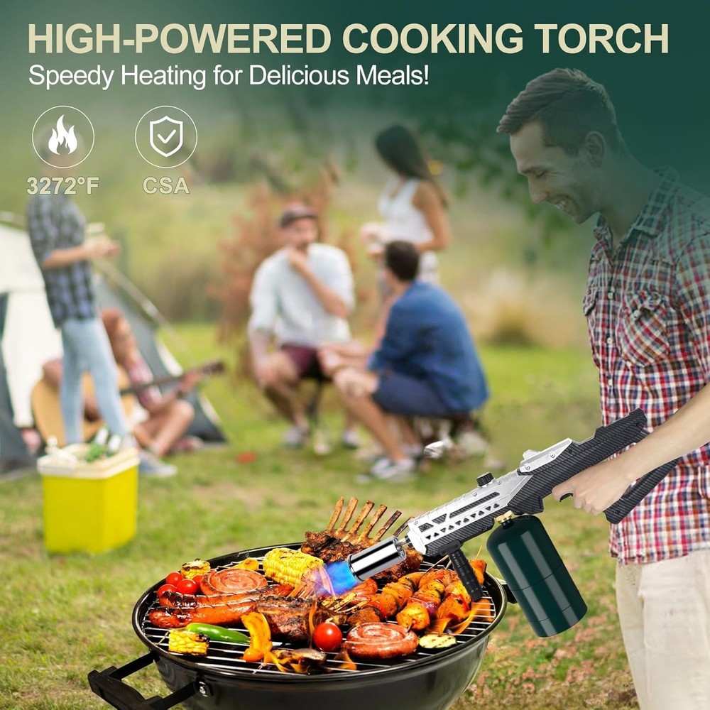 Propane Torch Head, Powerful Flame Thrower Gun, Adjustable Charcoal Lighter, ...