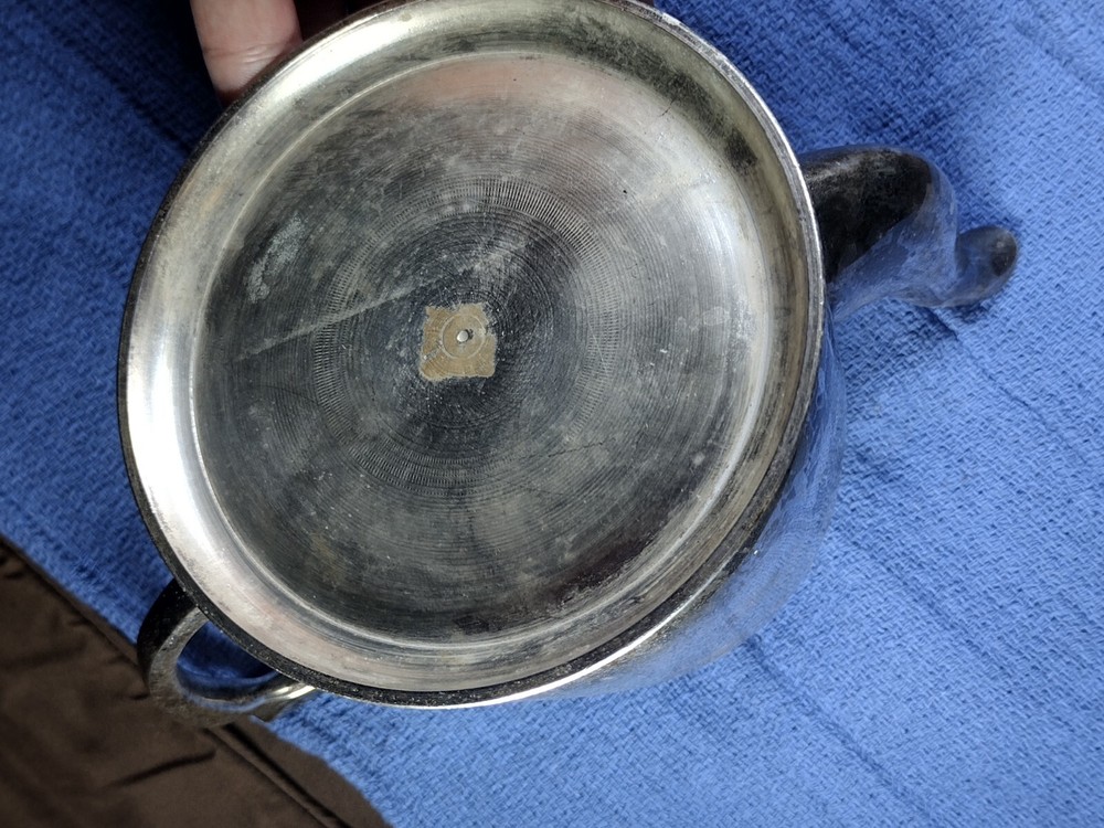 Antique 1930's Art Deco Hotel ware Unmarked Silver plate Copper Teapot