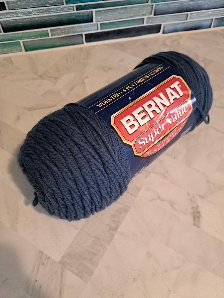 Bernat Super Value 8 oz 4 Ply Solid Yarn-Medium Navy 164053- 7704