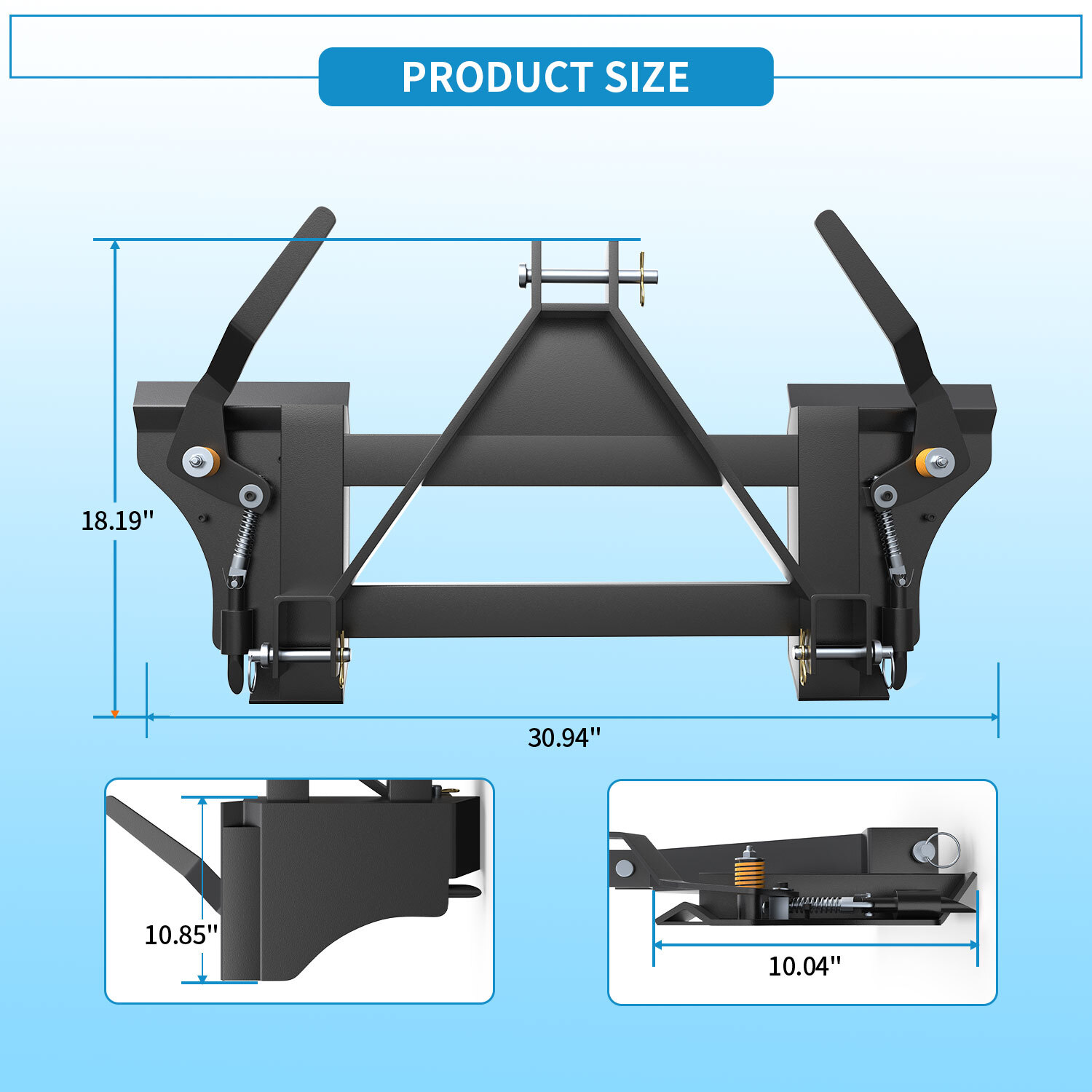 3 Pt Skid Steer Quick Tach Conversion Adapter for Cat 1 Tractors Heavy Steel US