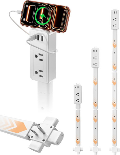 Blueera Electrical Outlet Extender Stick Features USB-C, 2 USB-A, 2AC 2 Pack