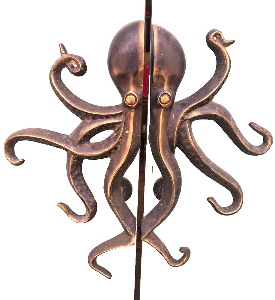 amazing large Pair Octopus Solid Polished Brass Door Handles Pulls 16" wide GRAB