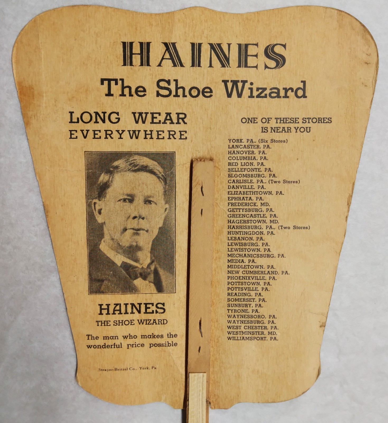 c1930 Haines the Shoe Wizard advertising fan, Star Bright