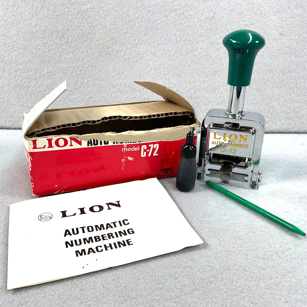 Lion Automatic Numbering Machine # C-72 Instructions Japan Vintage