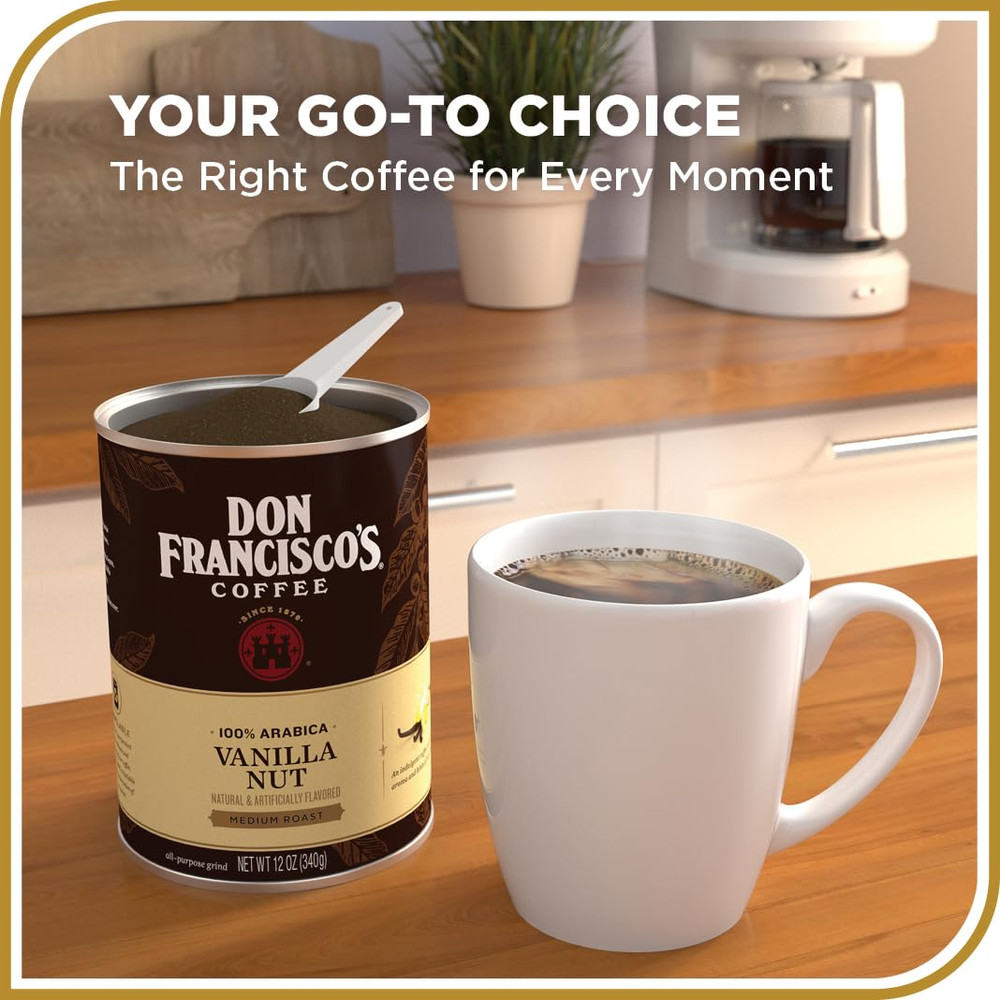 Vanilla Nut Flavored Ground Coffee (3 x12 oz Cans)