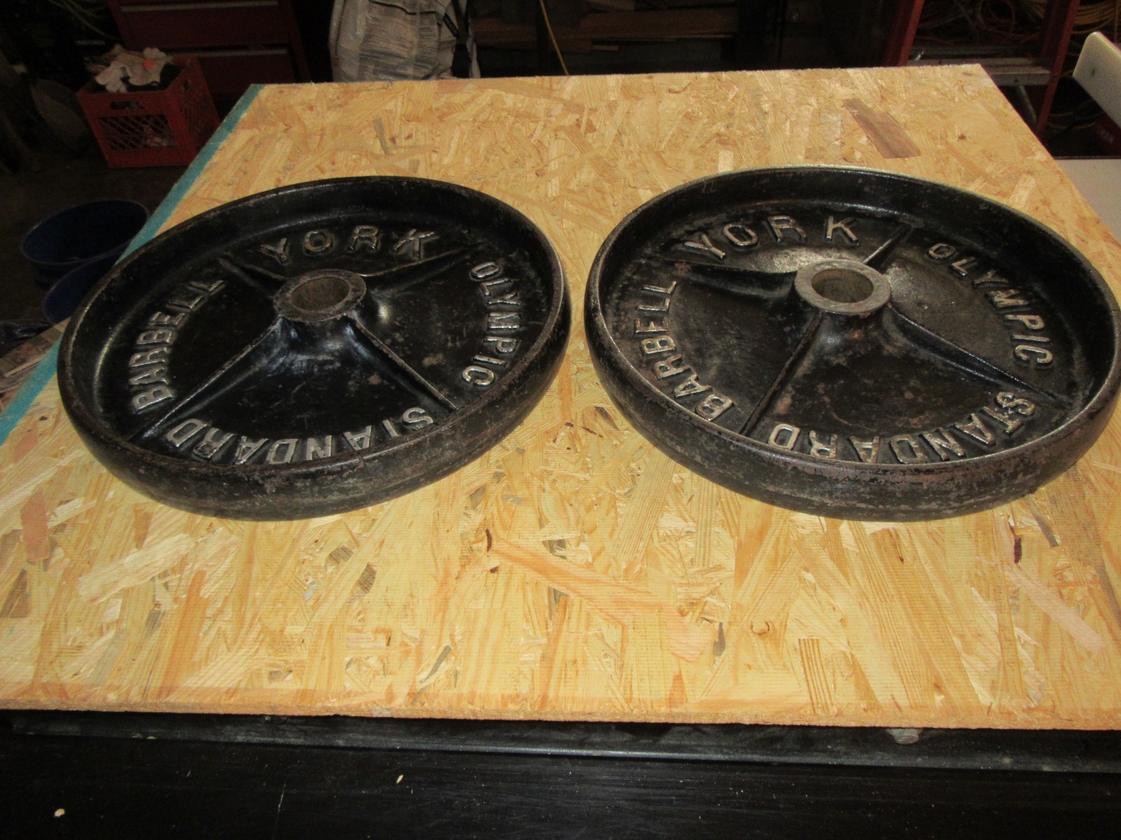 Vintage Set of YORK 45 Lb Deep Dish Olympic Barbell Weights