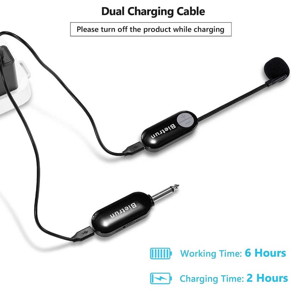 Wireless Microphone Headset With 1/4''plug 165ft Range Uhf Wireless Headset Mic