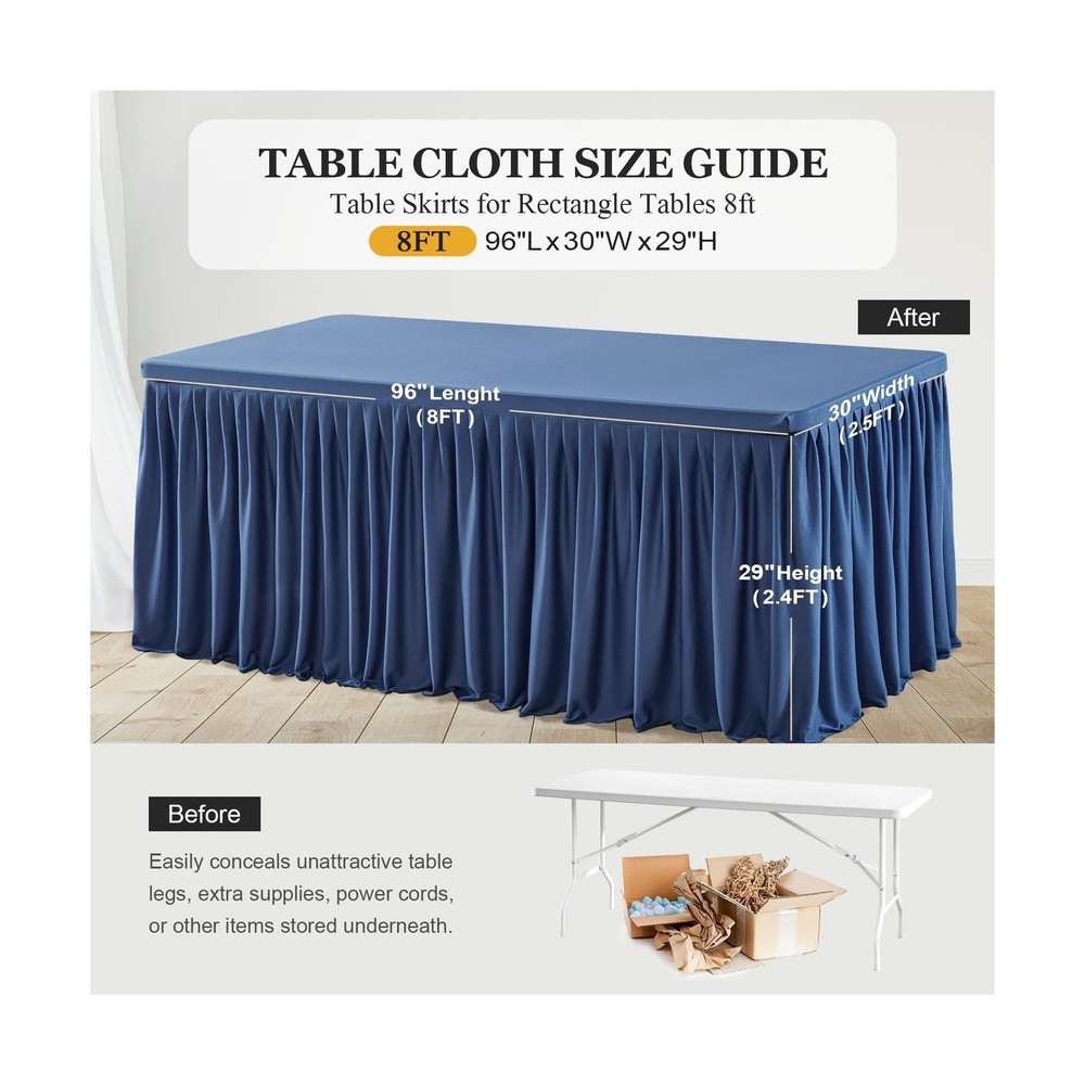 6 Pack Navy Blue Table Clothes for 8 Foot Rectangle Tables, Premium Polyester...