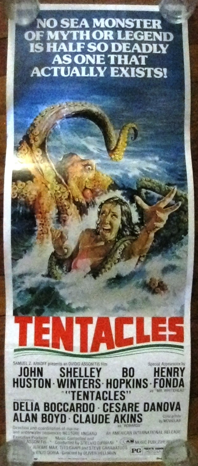 TENTACLES ORIGINAL INSERT POSTER (1977) HORROR, HENRY FONDA, JOHN HUSTON