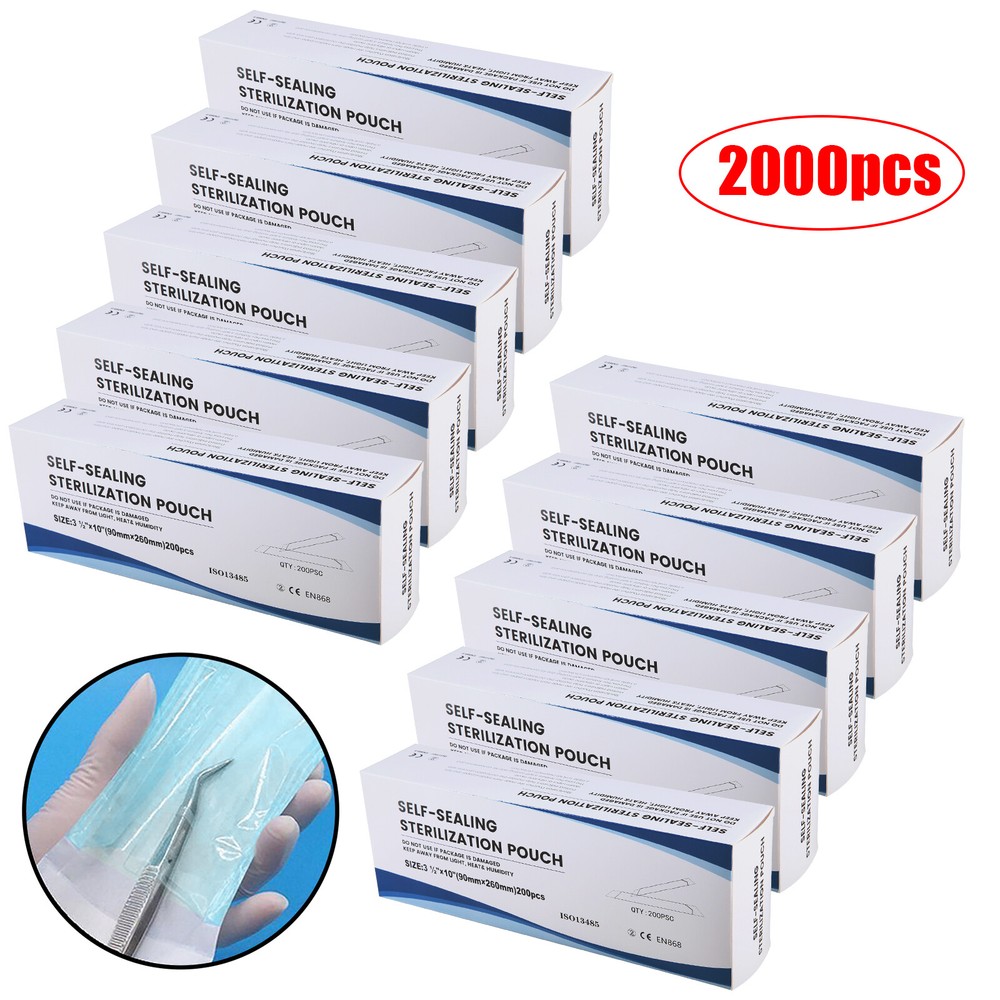200-2000pcs Self-Sealing Sterilization Pouch Bag, 3.5"x10"