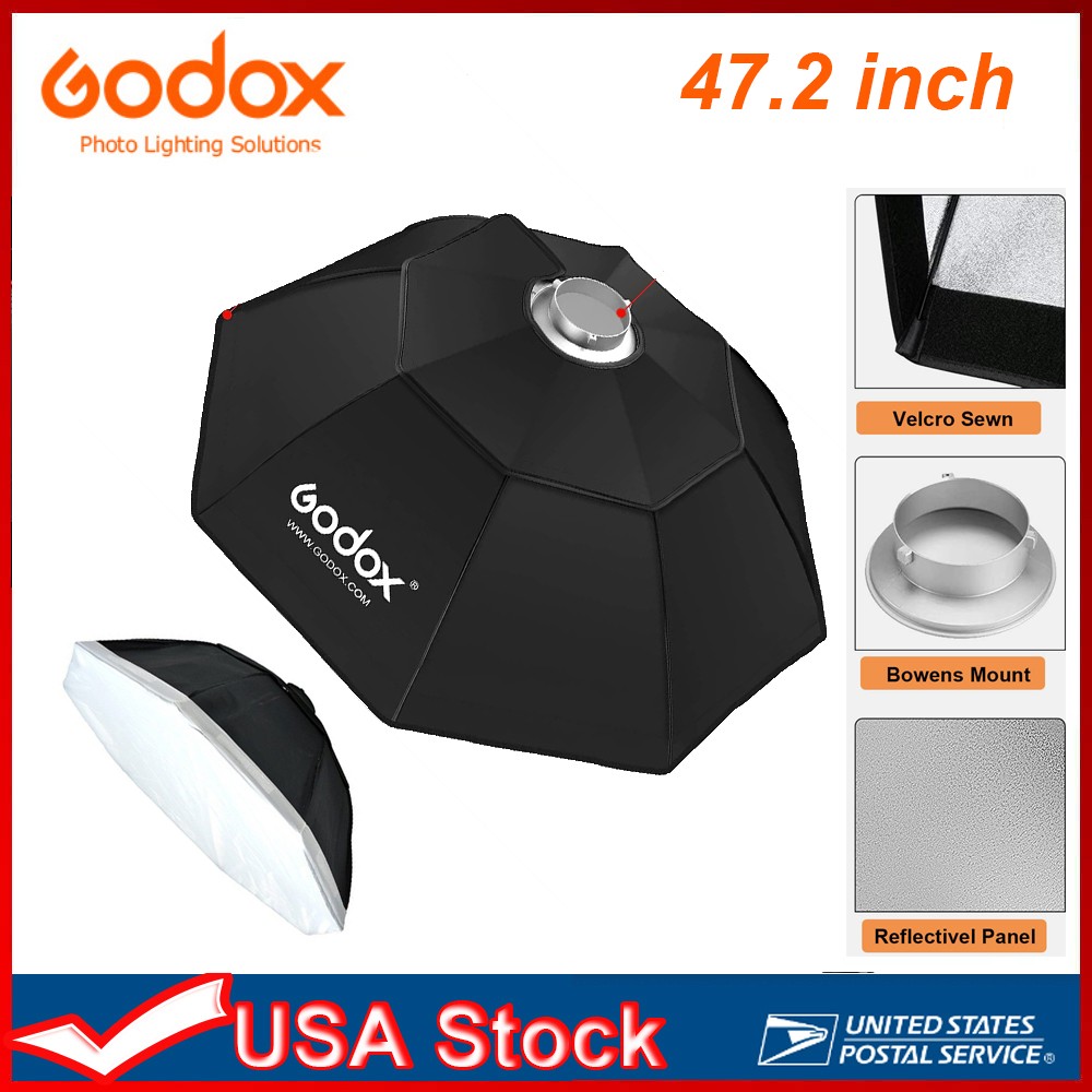 US Godox 120cm/47" Octagonal Softbox Bowens Mount Compatible for LED,Monolight