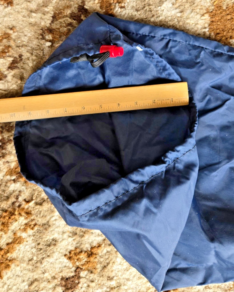 Stuff sack, nylon, waterproof fabric w/ flap and drawstring/toggle closure, blue