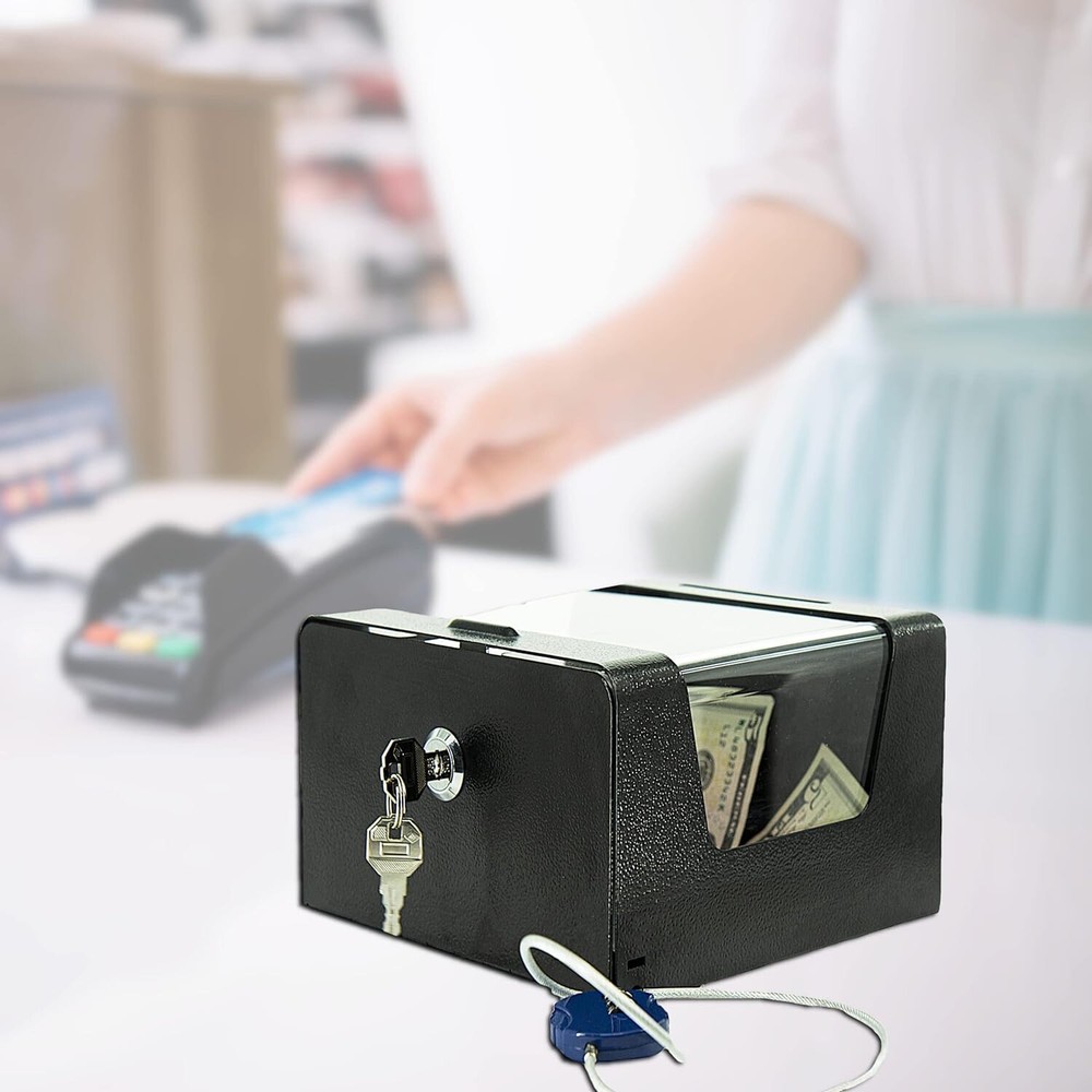 Steel Locking Tip Box - Heavy Duty Secure Tip Jar with Combination Cable Lock