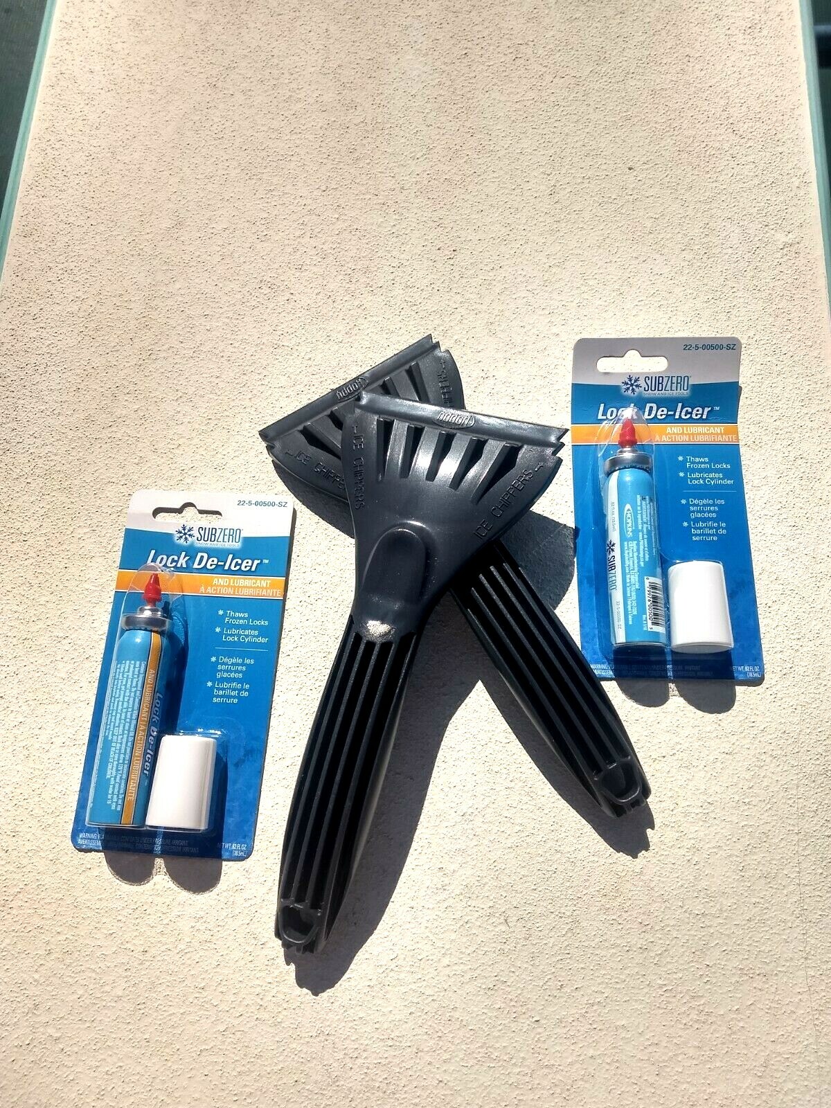 Automotive Set 2 9" Ice Scraper/Ripper &2 Sub Zero Lock De-Icer Hopkins) New