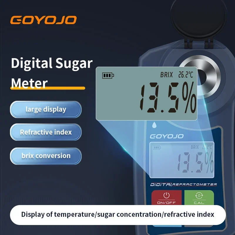 Digital Brix Refractometer Flagfront Brix Meter Sugar Fruits Refractometer 0-55%