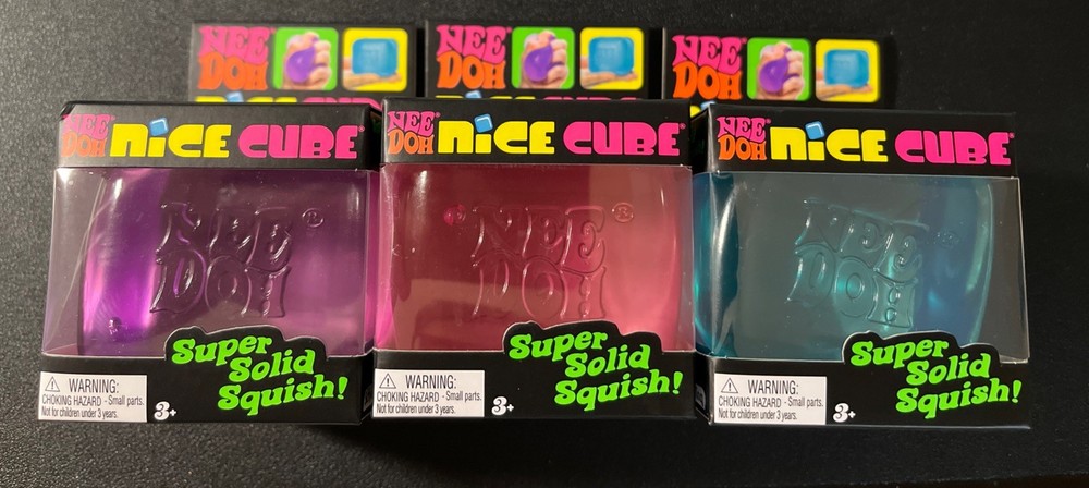Nee Doh Nice Cube - Super Solid Squish, Pink, Blue, Purple 3-Pack SHIPS SAME DAY