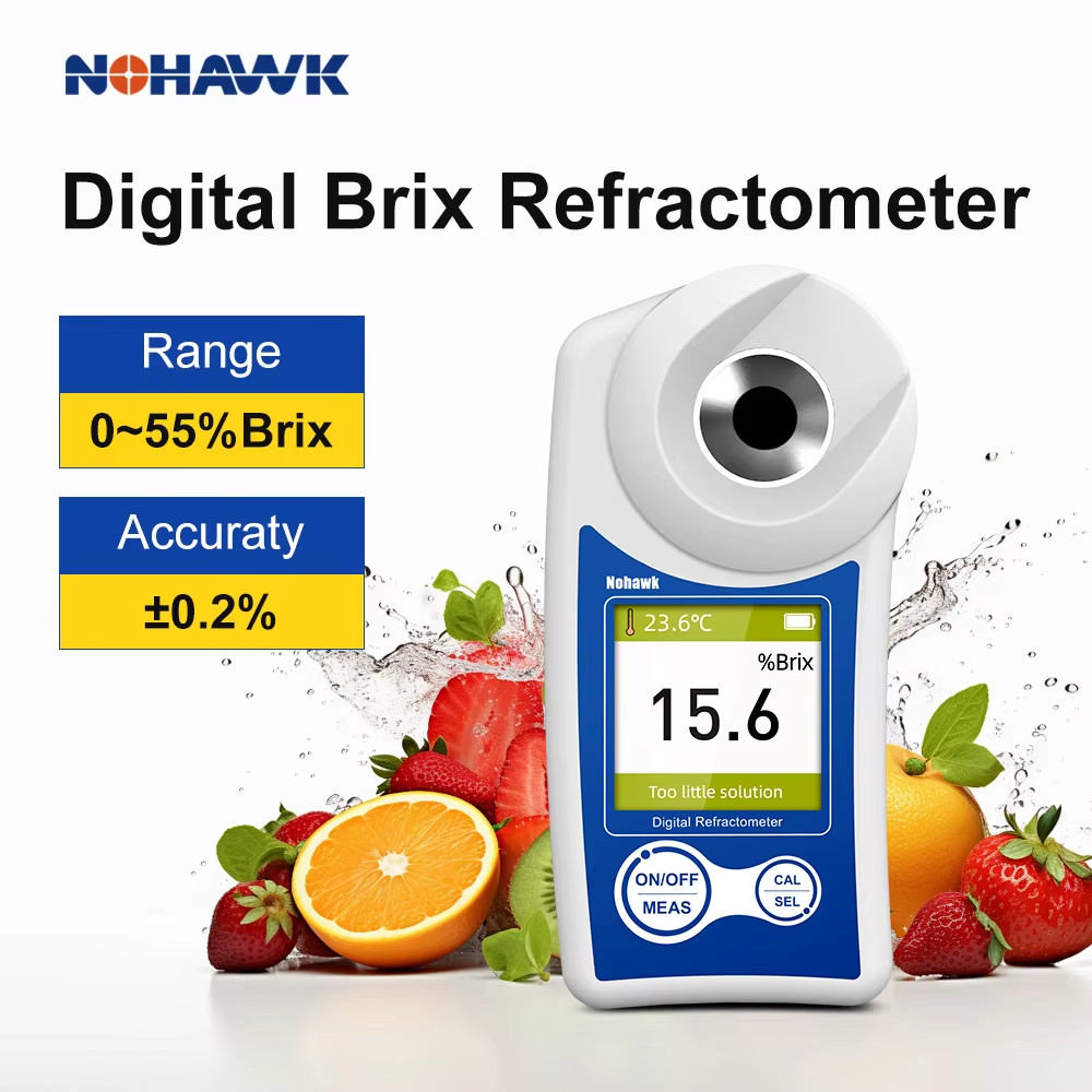 New Digital Brix Refractometer with Automatic Temperature Compensation 0-55% Ran