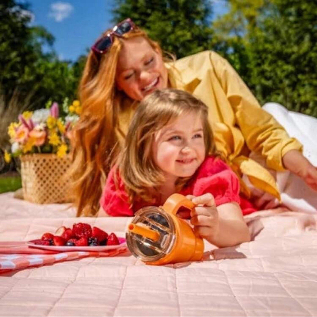 REDUCE 14oz, 2 Stainless Steel Tumbler Spill-Proof with Handle & Straws for Kids