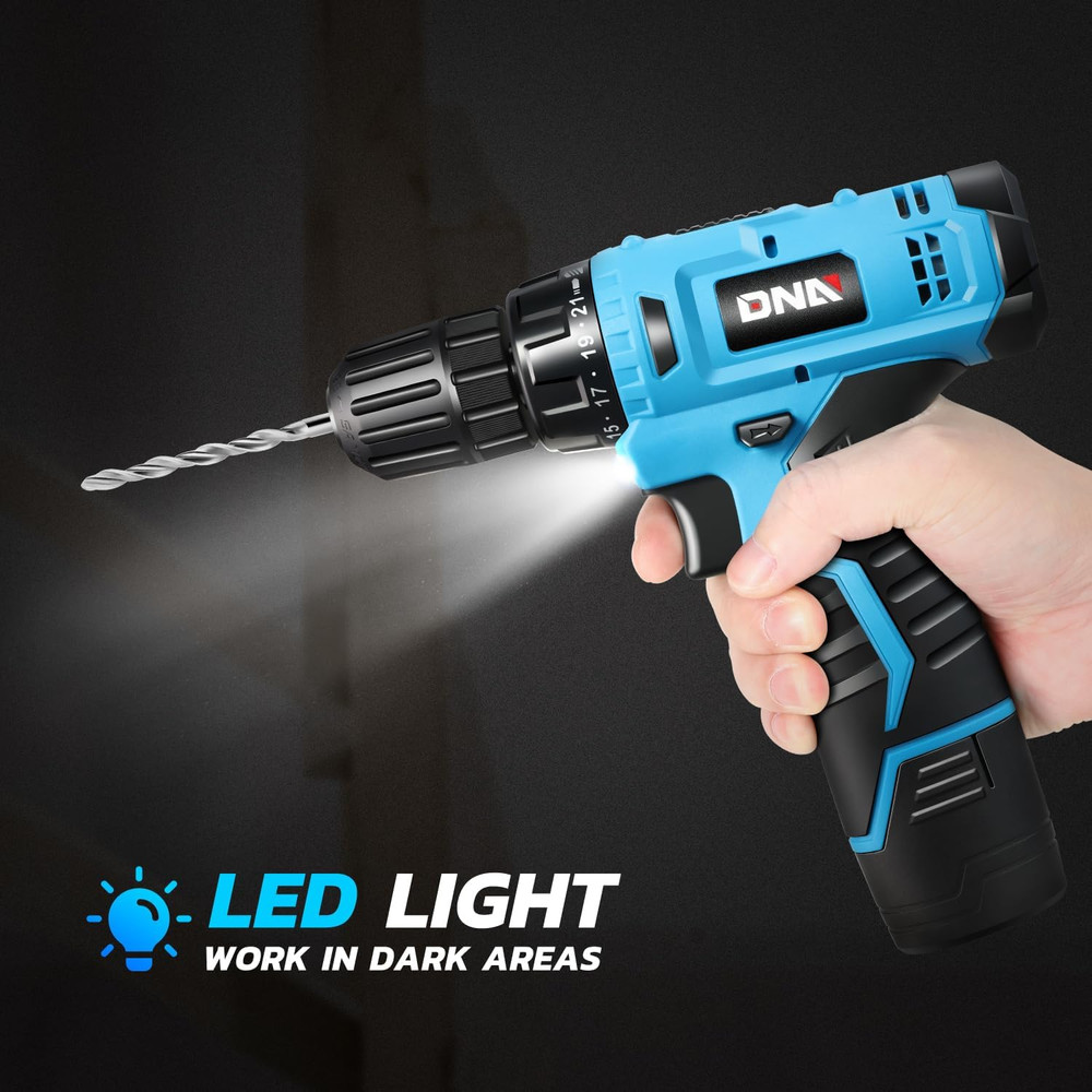 12V Max Variable Speed Cordless Drill/Driver 21+1 Torque Setting Power Drill Kit