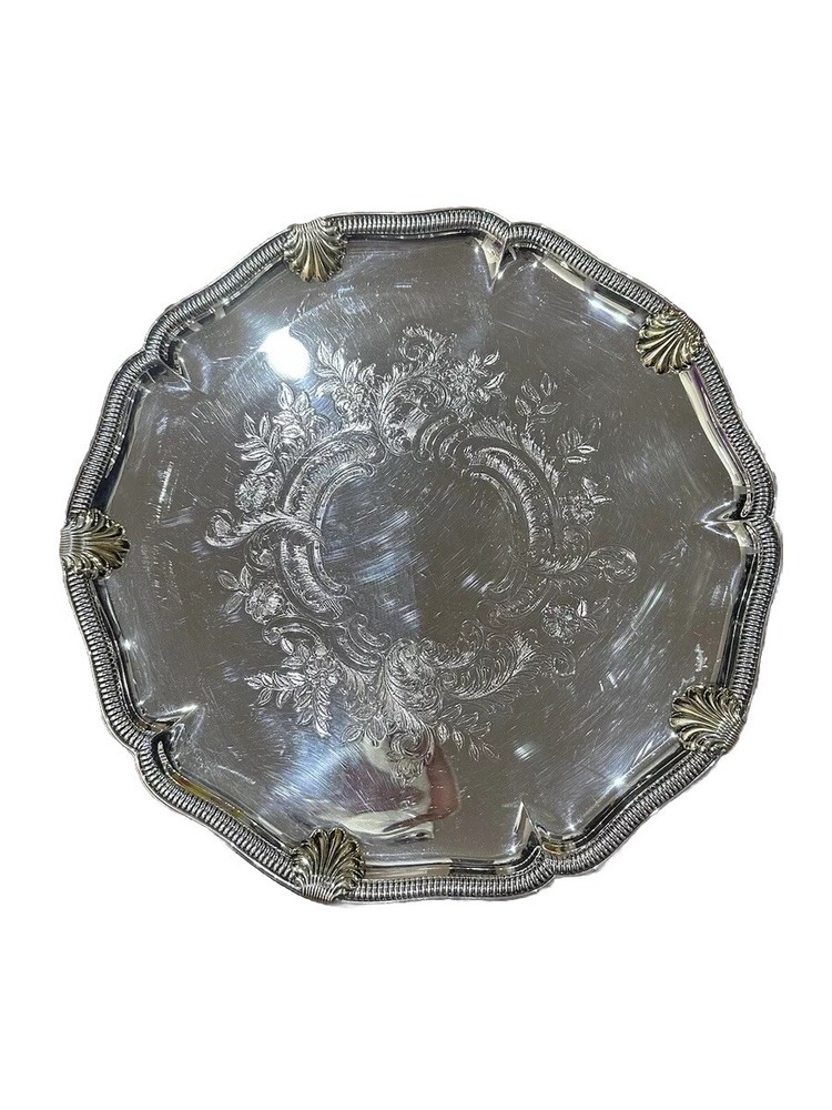 Gorham Vintage Silver Platter With Etching Details