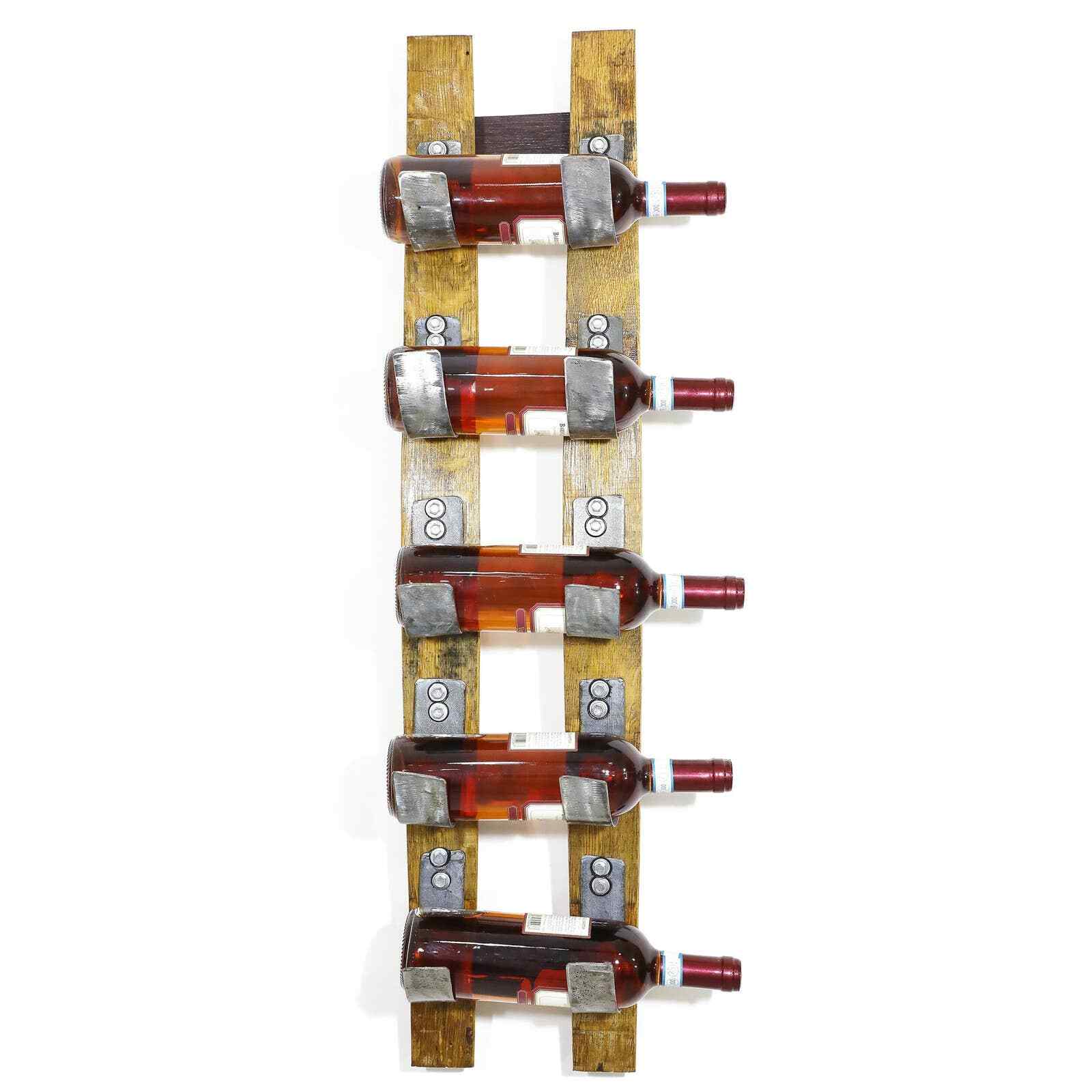 Wine Barrel Stave 5-Bottle Holder (Wine Rack - Wine Rack Wall Mount - Whiskey)