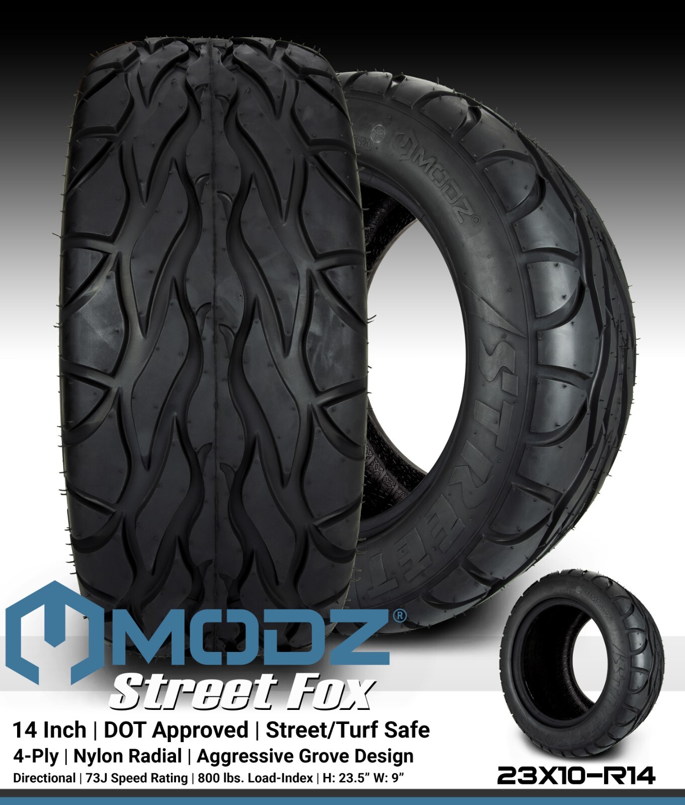 MODZ Street Fox 23x10-14 Radial Golf Cart Tire Bulk Discounts