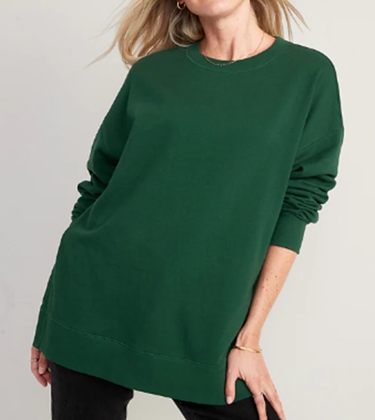 Old Nay Women Oversized Boyfriend Garment-Dyed Tunic Sweatshirt -F333