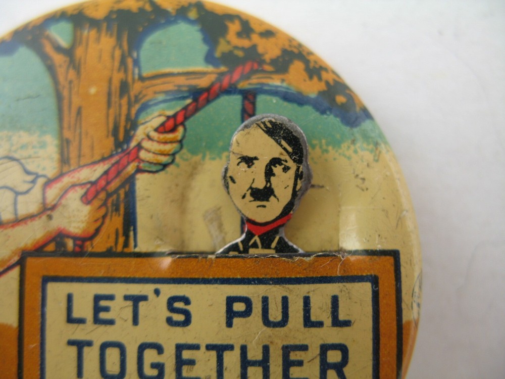 Uncle Sam Hanging evil man Mechanical Pinback: Let’s Pull Together
