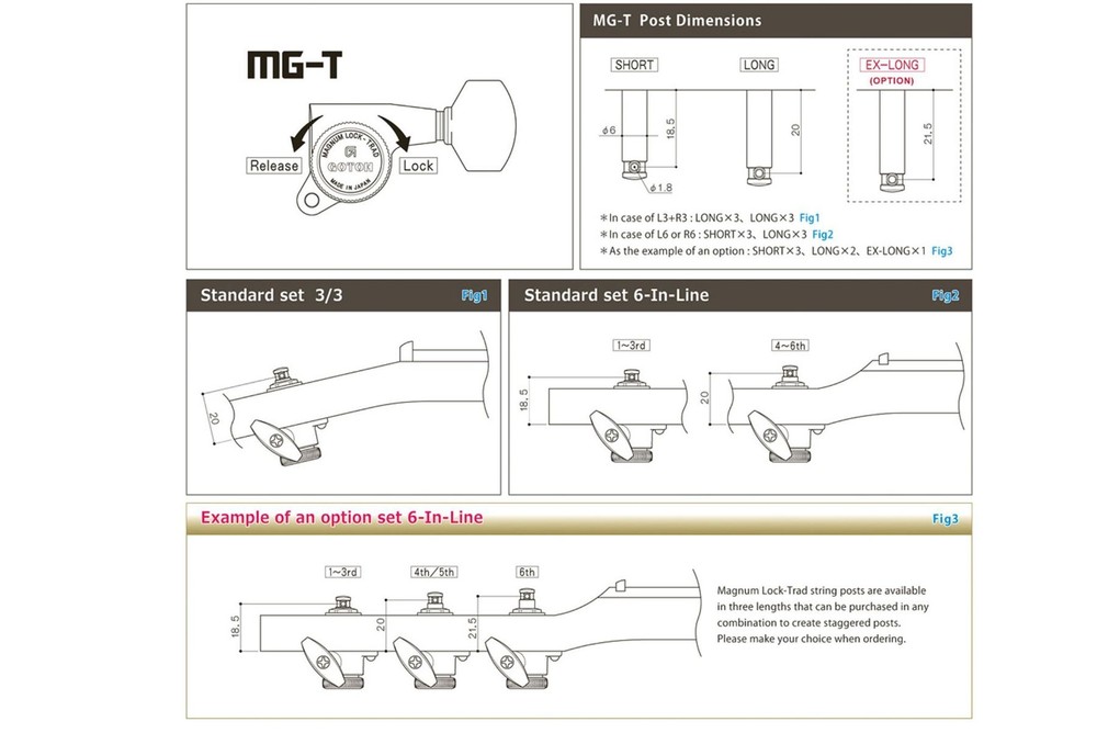 GOTOH SG381-07-MGT Locking Tuning Machine w/ Small Knobs - Pre-Configured Sets