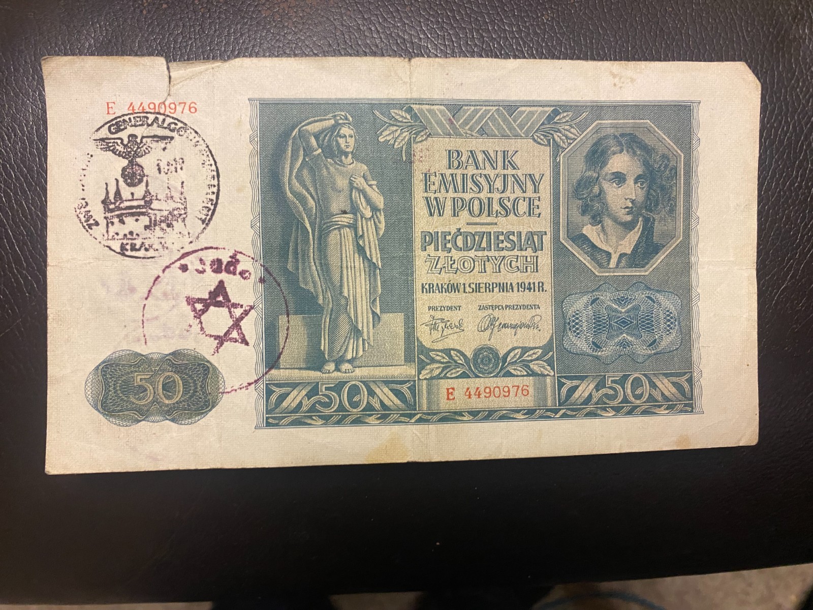 German   ww2 HOLOCAUST (JUDE)    Polish occupation  banknote