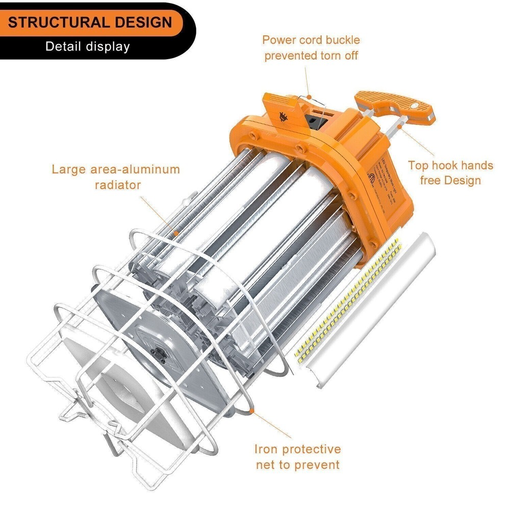 Led Temporary Work Light 100W, Linkable Warehouse High Bay Construction Lights
