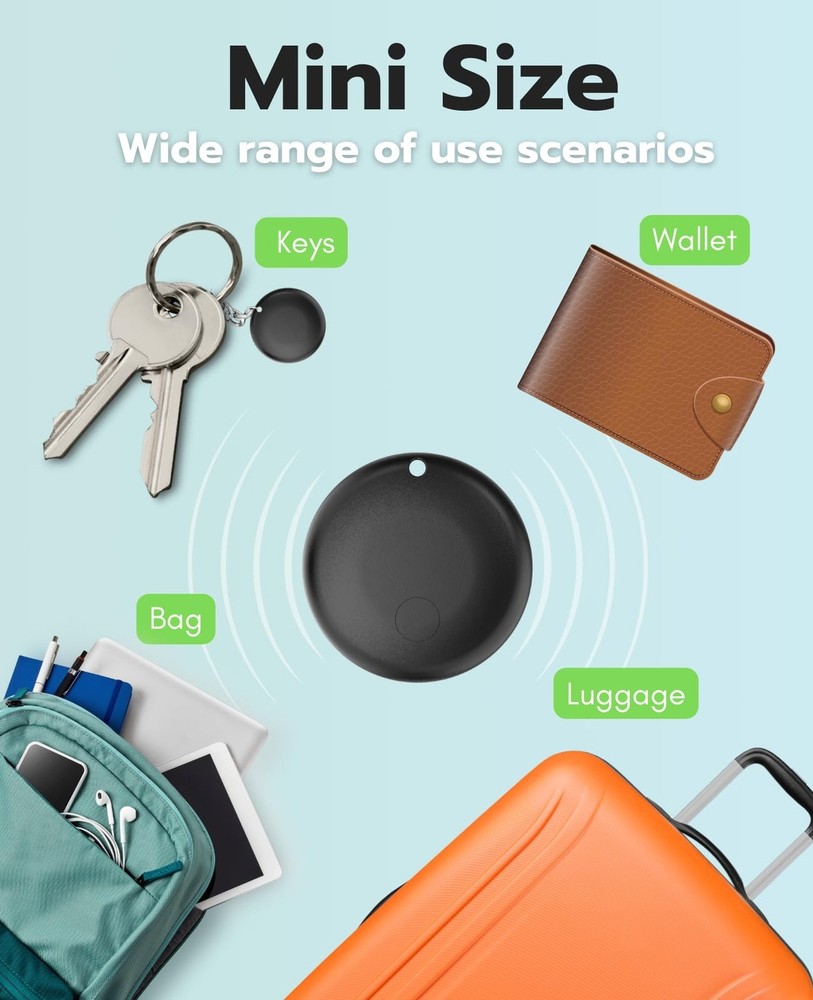 Mini Air Tags Smart Tracker Work with Apple Find My (iOS Only) 2-Pack, IP67 W...