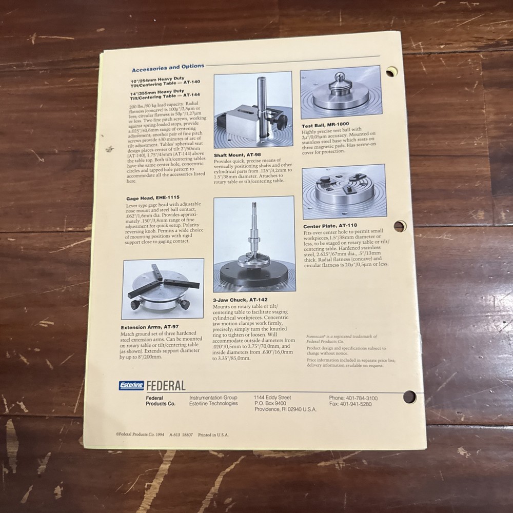 Federal Co Formscan Geometry Gaging System Model 3100 3200 3300 Data Sheet