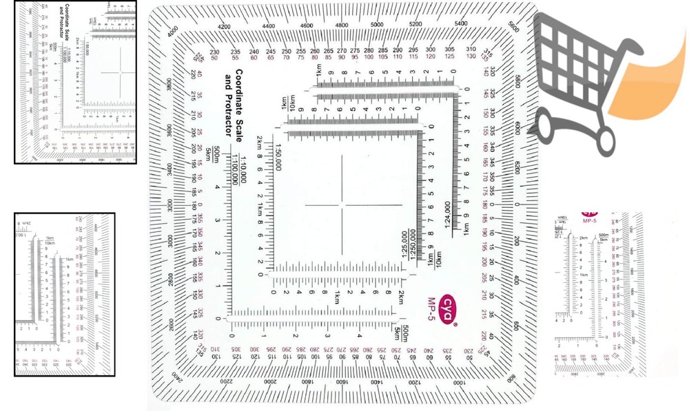 Military Map Reading Tool Plastic Scale Grid Protractor Land Navigation