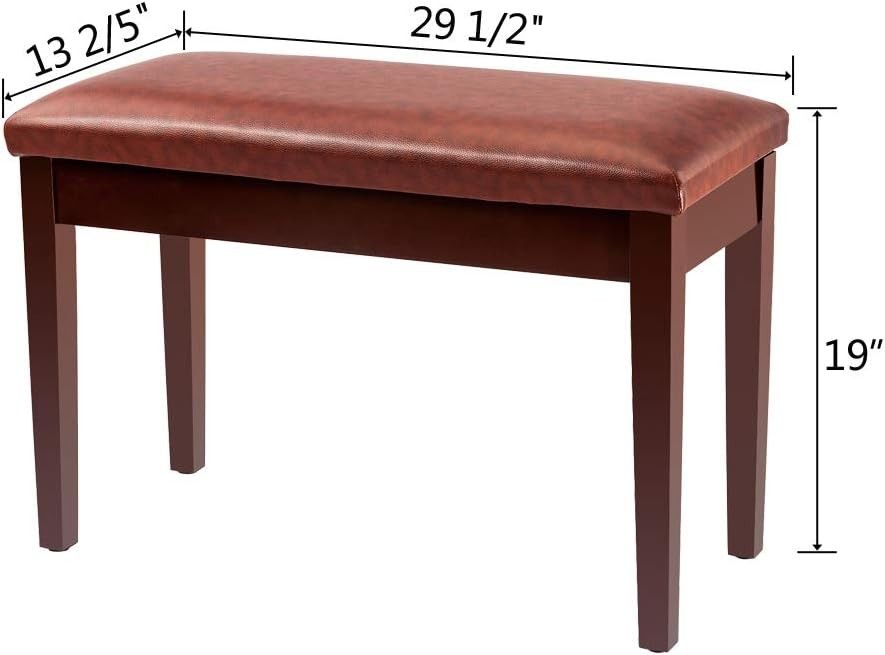 Duet Piano Bench with Storage Compartment and Thick Cushion Hinged Top Artist