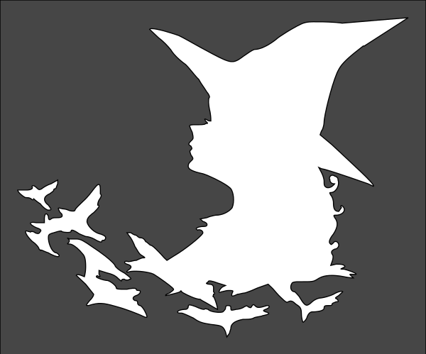8"x9.5" Clear Plastic Stencil - Witch w/Birds (SD392)
