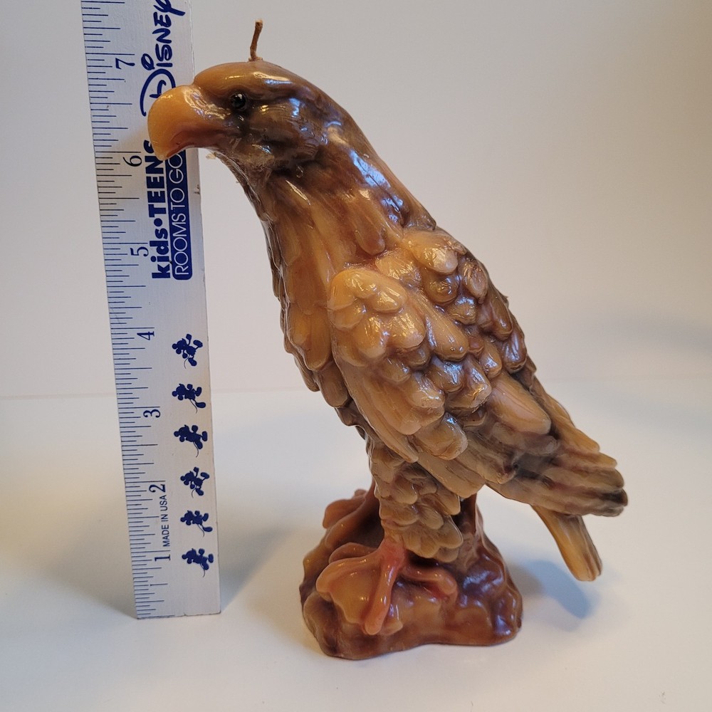 Vintage Solid Wax Bald Eagle Sculpted Candle 7" Tall Never Lit Nice See Descript