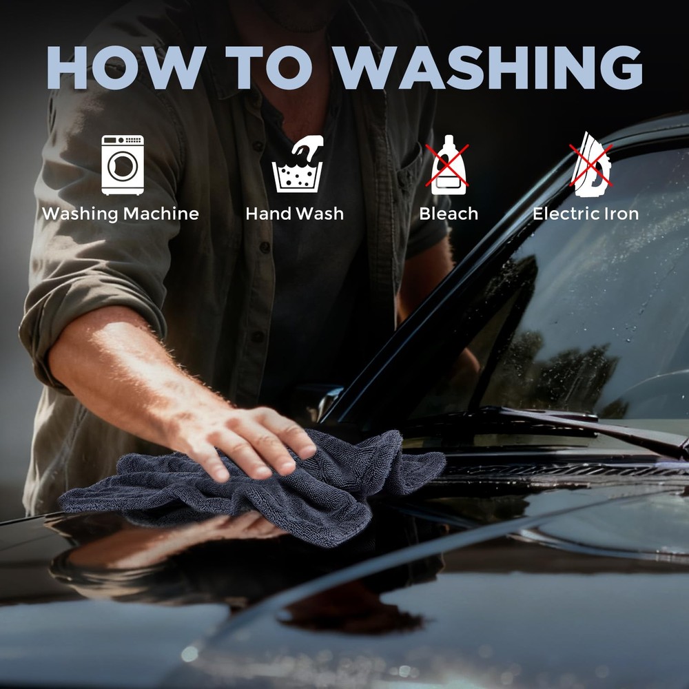 LBLVBNEWD 2-Pack 1200GSM Microfiber Car Drying Towels, Extra Large Twisted-Lo...