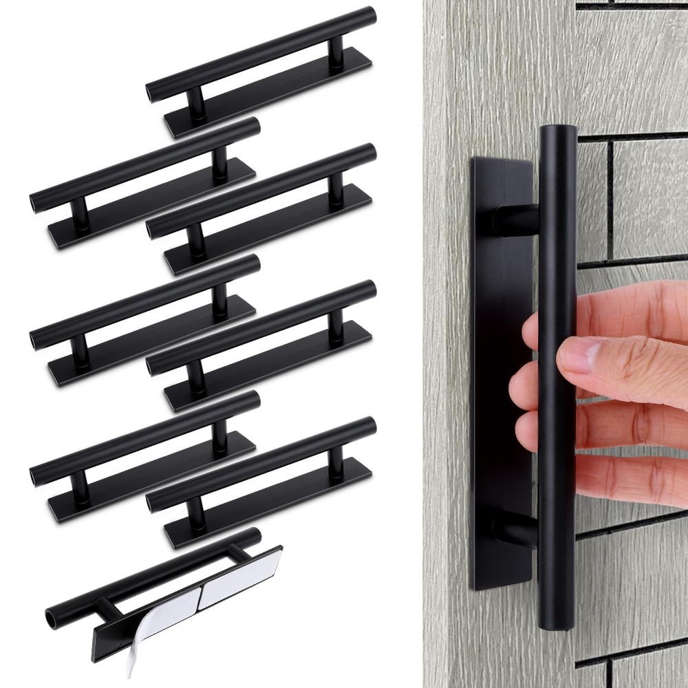 8 Pack Adhesive Cabinet Handles Pulls, Self Adhesive Drawer Pulls Stick Door
