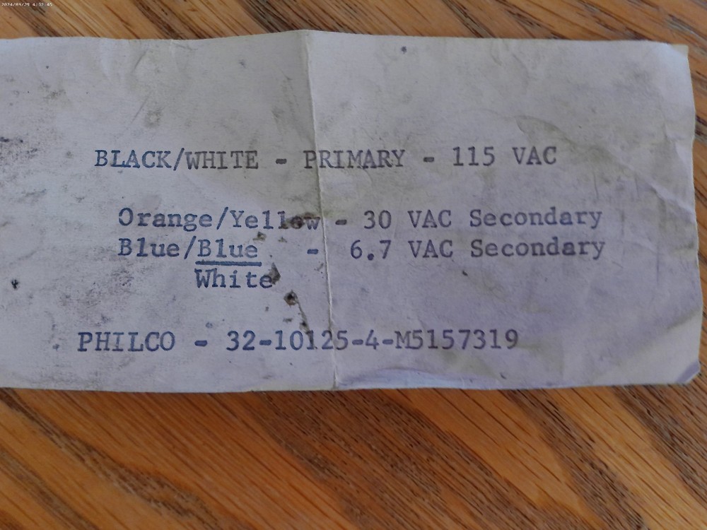 115 V. Primary- Dual 30 & 6.7 Volts AC Secondaries NOS